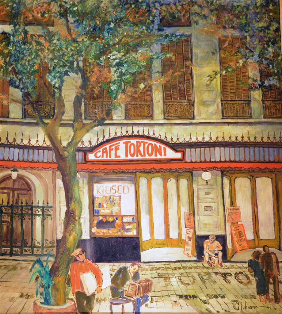 09 Cafe Tortoni Painting By Germinal Lubrano On Avenida de Mayo Avenue Buenos Aires